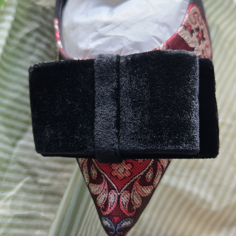 Kate Spade Brocade Flats With Velvet Bow, NIB, Sz. 8 - Picture 6 of 10